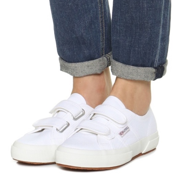 superga white velcro